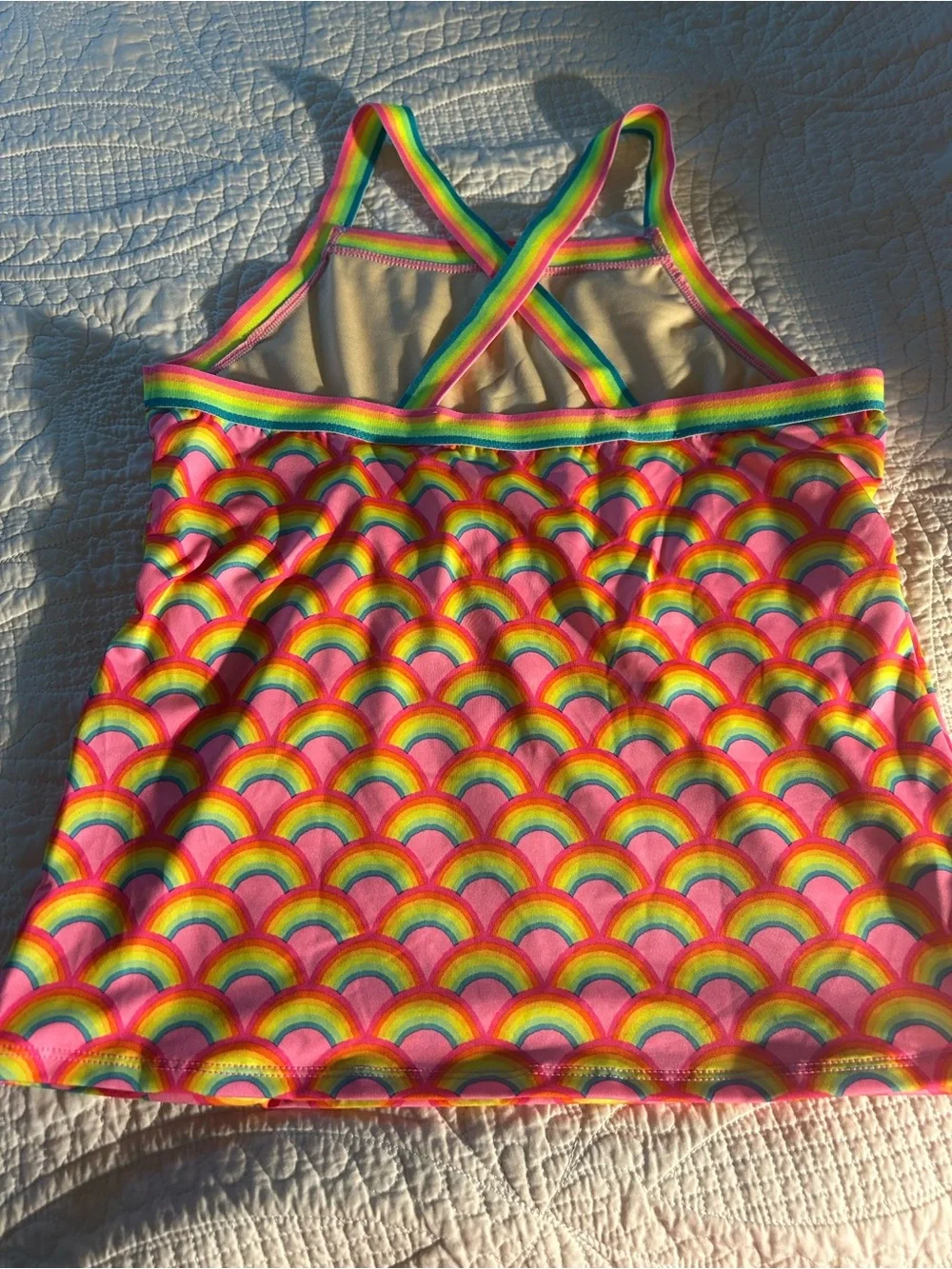 Lands' End Girls' Rainbow Halter Tankini Top - Pink Multi